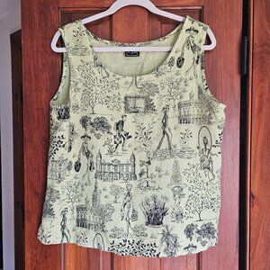 100% Linen Tank With Fun Graphics by TSD Sz L